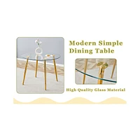 Glass Table & 6 Pu Leather Chairs - Modern & Luxurious