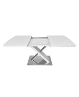 White Extendable Dining Table, Metal Base, 4-6 People