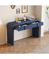 Unique Modern Rounded Silhouette and Smooth Surface Console Table with 2 Drawers for Living Room and Entryway( Apricot Cream)