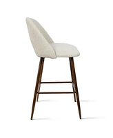 Set of 4 Counter Height Bar Stools, Mid-Century Modern Chairs with Walnut Wood Legs and Backrest-Maison Boucle