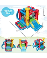 Baseball Themed Inflatable Bounce House with Ball Pit and Ocean Balls with 735W Blower