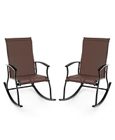 2 Pieces Outdoor Rocking Chairs with Breathable Backrest