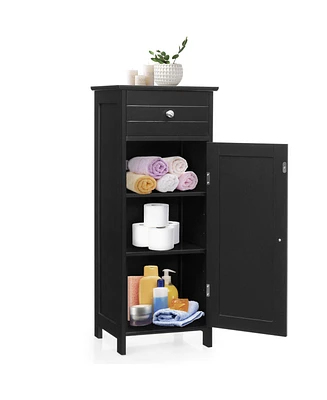 Wooden Storage Free-Standing Floor Cabinet with Drawer and Shelf
