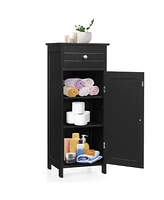 Wooden Storage Free-Standing Floor Cabinet with Drawer and Shelf