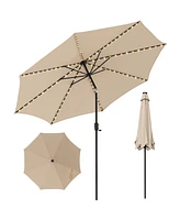 10 Feet Patio Umbrella with 112 Solar Lights and Crank Handle