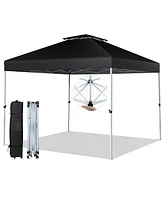 2-Tier 10 x 10 Feet Pop-up Canopy Tent with Wheeled Carry Bag