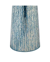 Marcus Modern Coastal Table Lamps 30" Tall Set of 2 Hand-Applied Mercury Glass Tapered Column White Drum Shade for Living Room Bedroom House Beds