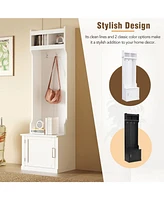 Slim Hall Tree with Cabinet & Hooks