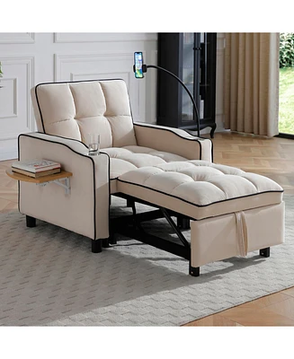 3-in-1 Convertible Sofa Bed Sleeper Chair - Beige