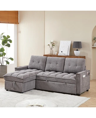 Reclining Pull-Out Sofa Bed w/ Usb & Storage