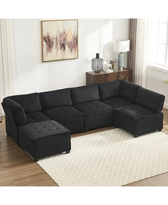 U-Shaped Modular Sectional Sofa with Reversible Chaise
