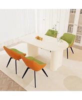 63" Cream Table & Green Chair Set (4)