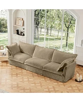 Camel Corduroy 3-Seater Slipcovered Sofa