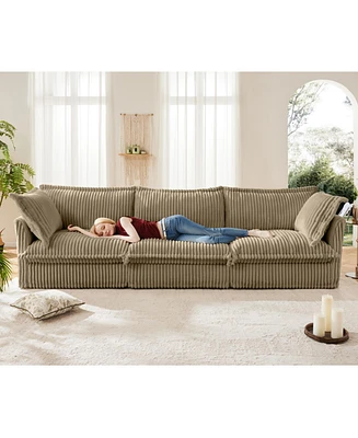 Camel Corduroy 3-Seater Slipcovered Sofa