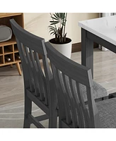 5-piece Counter Height Dining Table Set with Built-in Storage Shelves,Grey