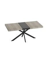 Grey Dining Set: Retro Table & 4 Metal Chairs
