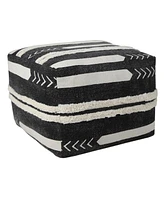 18" Black 100% Cotton Ottoman
