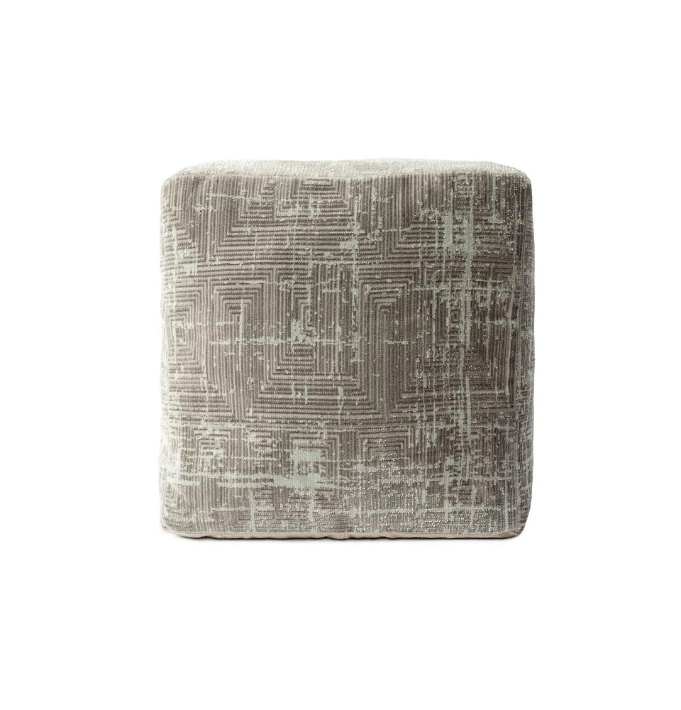 18" Grey Polyester Blend Ottoman