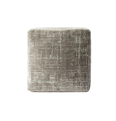 18" Grey Polyester Blend Ottoman