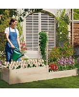 Raised Garden Bed with Trellis 87 Inch Wooden Elevated Planter with 2 Planter Boxes