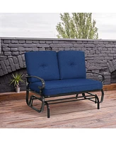 2 Seats Outdoor Swing Glider Chair with Comfortable Cushions
