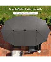 15 Feet Double-Sided Patio Umbrella with 48 Led Lights