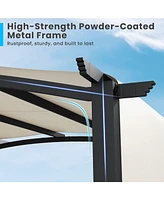 10 x 10 ft Outdoor Pergola Modern Arched Patio Garden Shelter with Retractable Sunshade Canopy