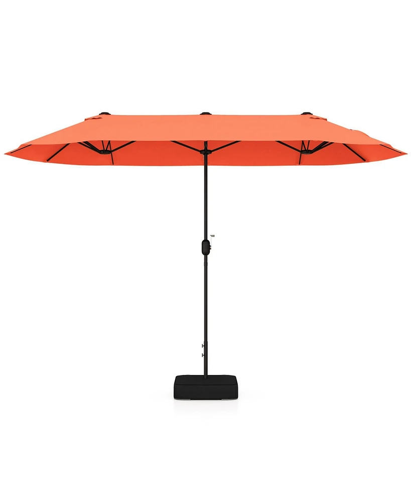 13 Feet Double-Sided Patio Twin Table Umbrella with Crank Handle-Orange