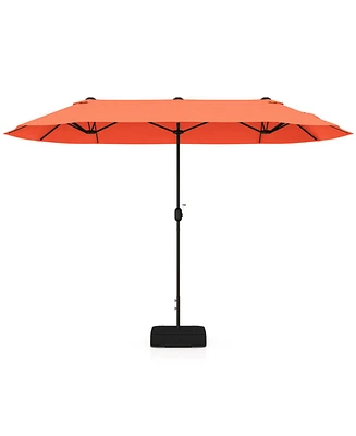 13 Feet Double-Sided Patio Twin Table Umbrella with Crank Handle-Orange