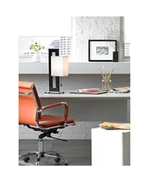 Floating Square 20 1/2" High Small Modern Accent Table Lamps Set of 2 Pull Chain Black Finish White Shade Living Room Bedroom Bedside Nightstand