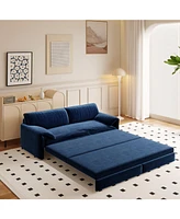 66" Queen Pull Out Sofa Bed - 3-in-1 Velvet Sleeper Loveseat