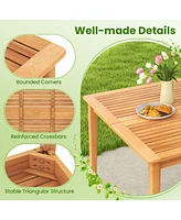 39 Inch Acacia Wood Dining Square Bistro Table with 1.96 Inch Umbrella Hole