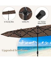 13FT Double-sided Patio Umbrella with Solar Lights for Garden Pool Backyard