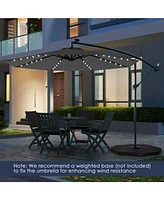10 Feet Solar Offset Hanging Umbrella with 40 Lamp Beads and Solar Panel