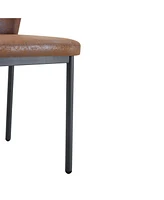 Brown Tech Fabric Dining Chairs (Set of 4) - Black Metal Legs