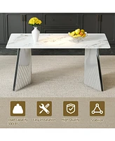 Cold Jade Dining Set: 63" Table & 4 Black Pu Chairs