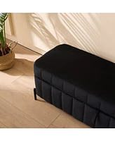 Black Velvet Storage Bench 49" - Living Room/Entryway