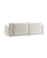 Oversized White Sherpa Loveseat Sofa with Metal Legs