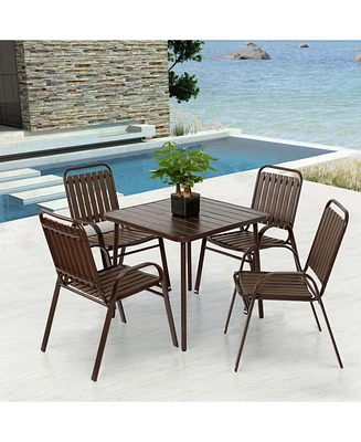 Brown 5-Piece Outdoor Dining Set