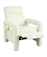 Beige Push Back Recliner with Adjustable Backrest