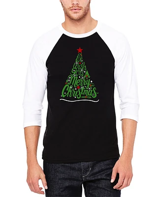 La Pop Art Men's We Wish You A Merry Christmas Raglan Baseball Word T-Shirt
