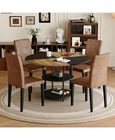 47" Round Dining Table Set with 4 Chairs & Storage