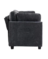 111.42x32.28" 3-Seater Chenille Sofa - Comfy, Cloud-Soft, with Side Pocket