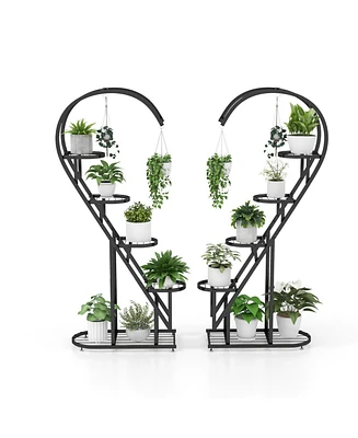 5 Tier Metal Plant Stand with Hanging Hook for Multiple Plants