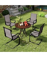 Set of 2 Patio Chairs with Quick-drying and Breathable Fabric for Backyard-Gray