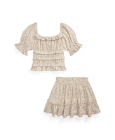 Polo Ralph Lauren Big Girls 2-Piece Floral Top and Skirt Set