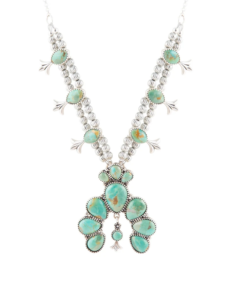 Barse Squash Blossom Statement Blue Turquoise and Sterling Silver Necklace