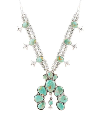 Barse Squash Blossom Statement Blue Turquoise and Sterling Silver Necklace