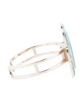 Barse Scenic Floral Blue Turquoise and Golden Cuff Bracelet