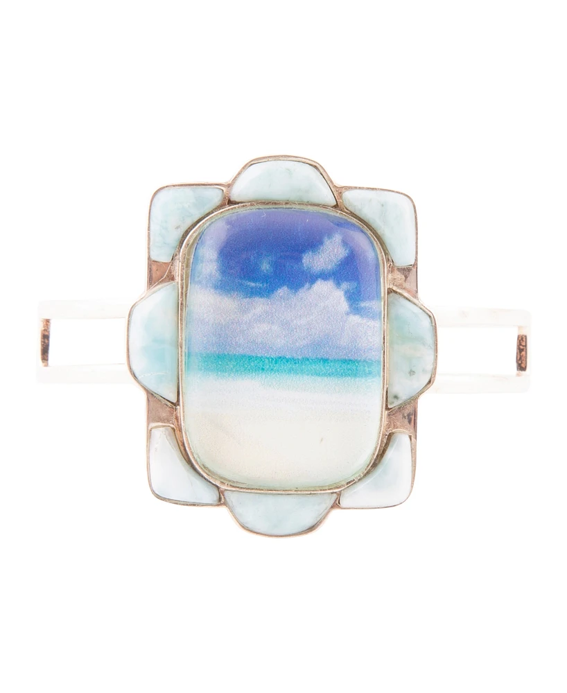 Barse Scenic Beach Blue Larimar and Sterling Silver Cuff Bracelet